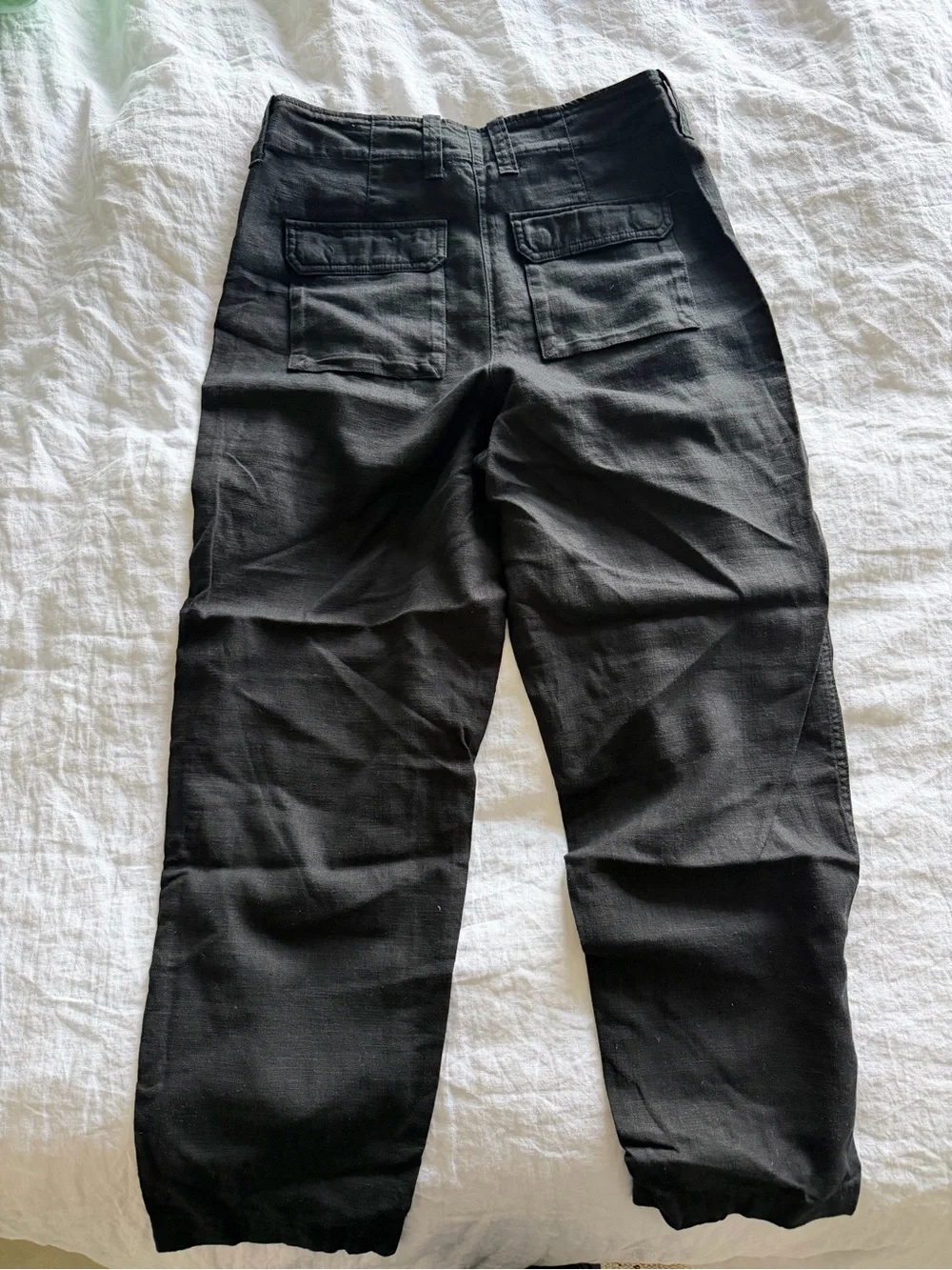 NWOT J. Crew black linen cropped cargo pant